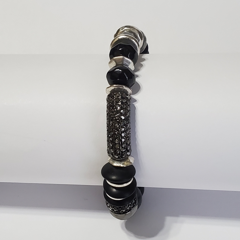 Stella & Dot Black and Silver Beaded Bracelet